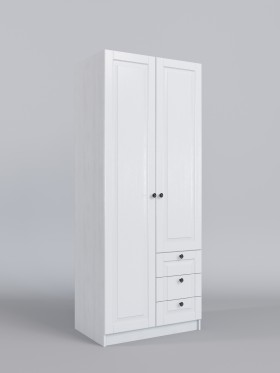 Шкаф 2-х створчатый с ящиками Классика (Белый/корпус Выбеленное дерево) в Исилькуле - isilkul.katalogmebeli.com | фото 1