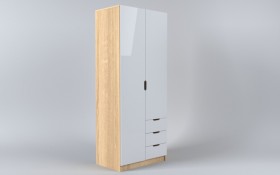 Шкаф 2-х створчатый с ящиками Лофт (Белый/корпус Дуб Сонома) в Исилькуле - isilkul.katalogmebeli.com | фото