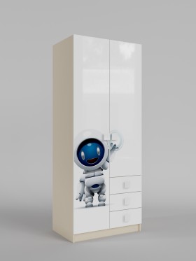 Шкаф 2-х створчатый с ящиками Санни (Белый/корпус Клен) в Исилькуле - isilkul.katalogmebeli.com | фото 1
