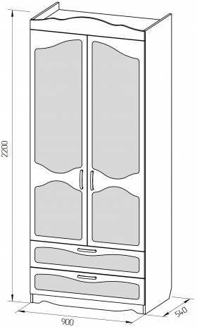 Шкаф 2-х створчатый с ящиками серии Иллюзия 08 Шоколад в Исилькуле - isilkul.katalogmebeli.com | фото 2