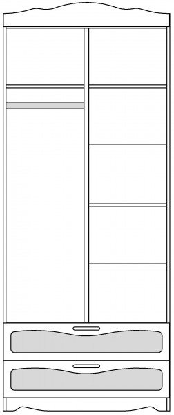Шкаф 2-х створчатый с ящиками серии Иллюзия 99 Серый в Исилькуле - isilkul.katalogmebeli.com | фото 4