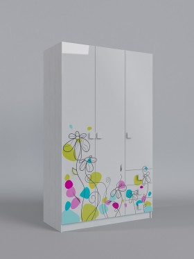 Шкаф 3-х створчатый с ящиками Флёр (Белый/корпус Выбеленное дерево) в Исилькуле - isilkul.katalogmebeli.com | фото