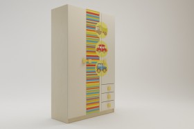 Шкаф 3-х створчатый с ящиками Клаксон (Бежевый/корпус Клен) в Исилькуле - isilkul.katalogmebeli.com | фото