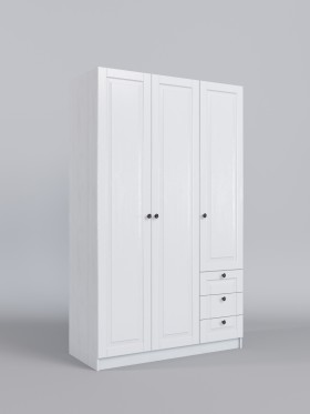 Шкаф 3-х створчатый с ящиками Классика (Белый/корпус Выбеленное дерево) в Исилькуле - isilkul.katalogmebeli.com | фото