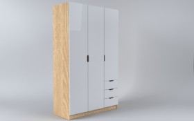 Шкаф 3-х створчатый с ящиками Лофт (Белый/корпус Дуб Сонома) в Исилькуле - isilkul.katalogmebeli.com | фото 1