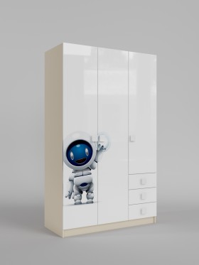 Шкаф 3-х створчатый с ящиками Санни (Белый/корпус Клен) в Исилькуле - isilkul.katalogmebeli.com | фото