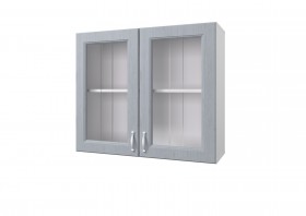 Шкаф 80 с 2-мя витринами Принцесса (Серый/корпус Белый) в Исилькуле - isilkul.katalogmebeli.com | фото