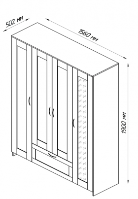 Шкаф четырехдверный Сириус с 1 зеркалом и 1 ящиком белый в Исилькуле - isilkul.katalogmebeli.com | фото 3