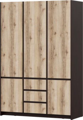 Модульная система "Прага" Шкаф для одежды трехстворчатый Дуб Венге/Дуб Делано в Исилькуле - isilkul.katalogmebeli.com | фото 1