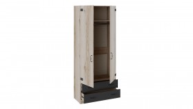 Шкаф для одежды комбинированный «Окланд» (Фон Черный/Дуб Делано) в Исилькуле - isilkul.katalogmebeli.com | фото 2