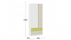 Шкаф для одежды комбинированный «Сканди» Дуб Гарден/Белый/Зеленый в Исилькуле - isilkul.katalogmebeli.com | фото 5