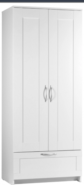 Шкаф двухдверный Сириус с 1 ящиком белый в Исилькуле - isilkul.katalogmebeli.com | фото