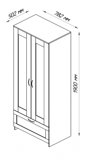 Шкаф двухдверный Сириус с 1 ящиком белый в Исилькуле - isilkul.katalogmebeli.com | фото 2
