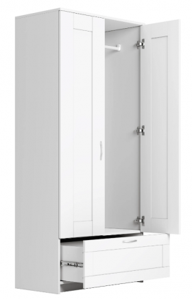 Шкаф двухдверный Сириус с 1 ящиком белый в Исилькуле - isilkul.katalogmebeli.com | фото 3