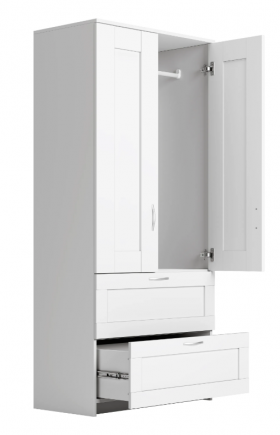Шкаф двухдверный Сириус с 2 ящиками белый в Исилькуле - isilkul.katalogmebeli.com | фото 2