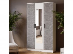 Шкаф комбинированный Ларс (1,2) с зеркалом белый/ателье светлое в Исилькуле - isilkul.katalogmebeli.com | фото 3