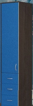 Шкаф-пенал №2 (закрытый) Бодего темный/Голубой в Исилькуле - isilkul.katalogmebeli.com | фото
