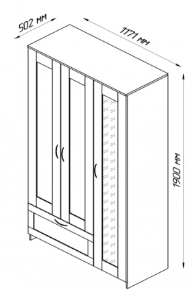 Шкаф трехдверный Сириус с зеркалом и 1 ящиком белый в Исилькуле - isilkul.katalogmebeli.com | фото 2