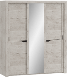 Шкаф трехдверный Соренто с раздвижными дверями Дуб бонифаций/Кофе структурный матовый в Исилькуле - isilkul.katalogmebeli.com | фото 1
