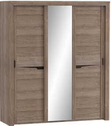 Шкаф трехдверный Соренто с раздвижными дверями Дуб стирлинг/Кофе структурный матовый в Исилькуле - isilkul.katalogmebeli.com | фото