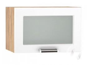 Шкаф верхний со стеклом Прага ШВГС 500 (Белое дерево/корпус дуб крафт золотой) в Исилькуле - isilkul.katalogmebeli.com | фото