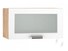 Шкаф верхний со стеклом Прага ШВГС 600 (Белое дерево/корпус дуб крафт золотой) в Исилькуле - isilkul.katalogmebeli.com | фото