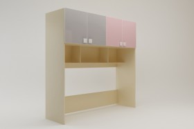 Система хранения над кроватью Грэйси (Розовый/Серый/корпус Клен) в Исилькуле - isilkul.katalogmebeli.com | фото 2