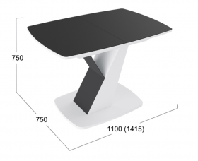 Стол обеденный «Гарда» Тип 1 (Белый/Стекло матовое черный графит) в Исилькуле - isilkul.katalogmebeli.com | фото 3
